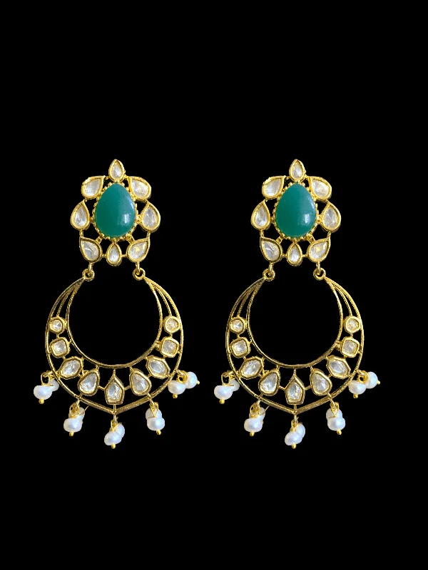 zirconia earrings for women-DER61 Evie cz earrings in fresh water pearls-GREEN ( READY TO SHIP)