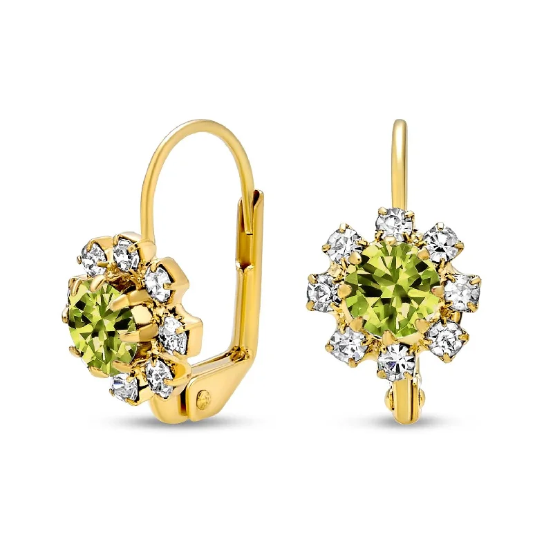 small earrings for women-White CZ Flower Gold Plated Drop Earrings More Colors