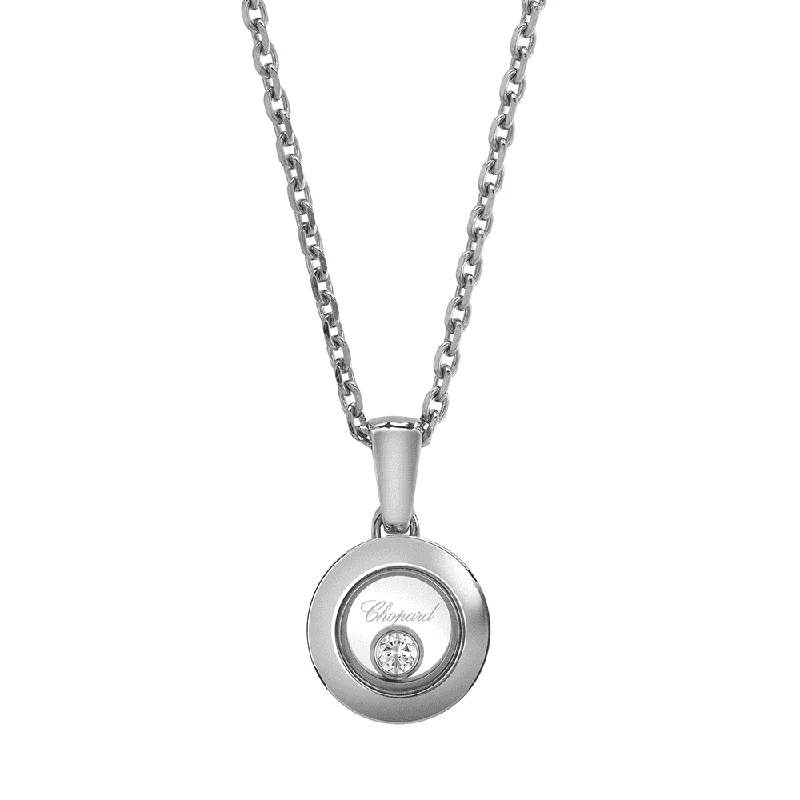 rose gold necklaces for women-Happy Diamonds Icons 18ct White Gold Round Pendant