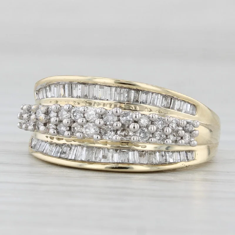 affordable engagement rings for women-0.64ctw Diamond Cluster Ring 10k Yellow Gold Size 5.5 Anniversary Band