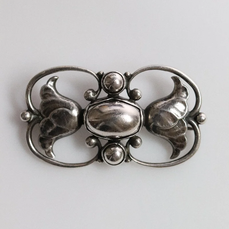 elegant fashion brooches for women-Georg Jensen Jewelry | Ornate Art Nouveau Pin Silver Vintage Brooch 236A