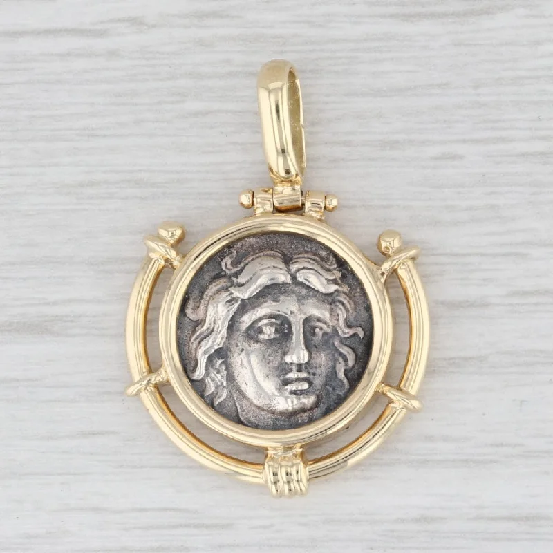 vintage-style engagement rings for women-Figural Ancient Coin Replica Pendant 14k Gold Silver Medallion