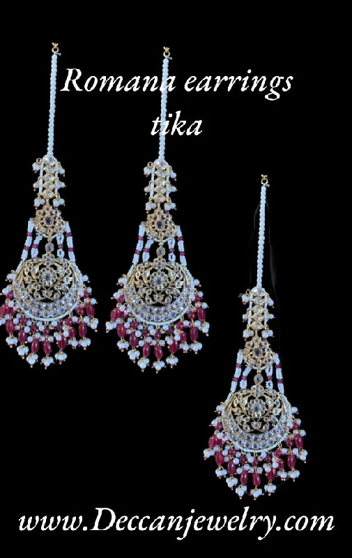 personalized earrings for women-Romana earrings tika in rubies   ( READY TO SHIP )