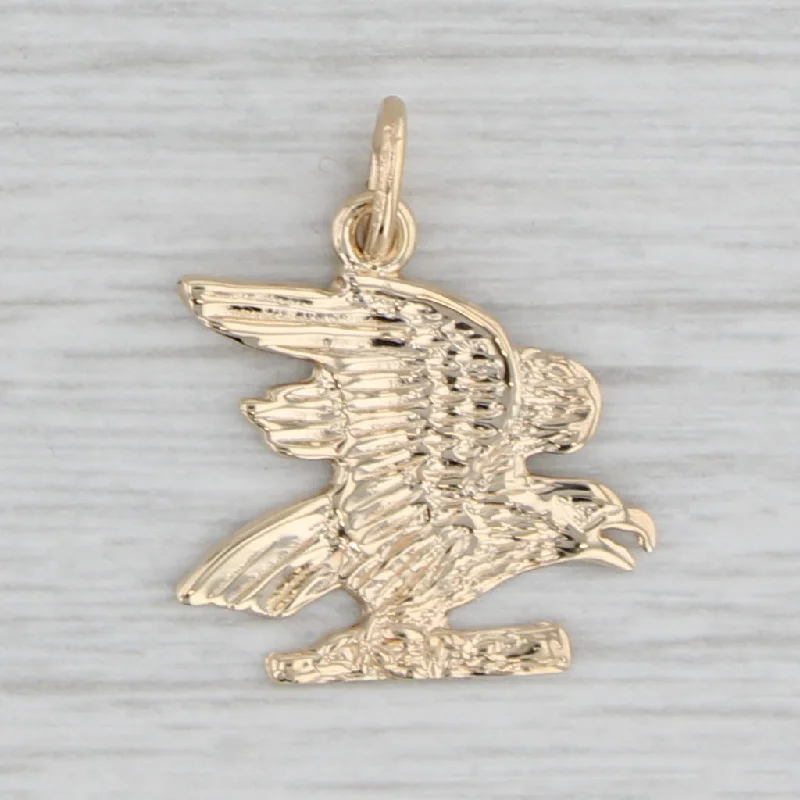 custom-designed engagement rings for women-Eagle Pendant 14k Yellow Gold Patriotic Bird Charm