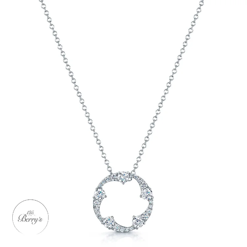 designer necklaces for women-OPEIA Collection 18ct White Gold Diamond Fancy Circle Pendant With Chain