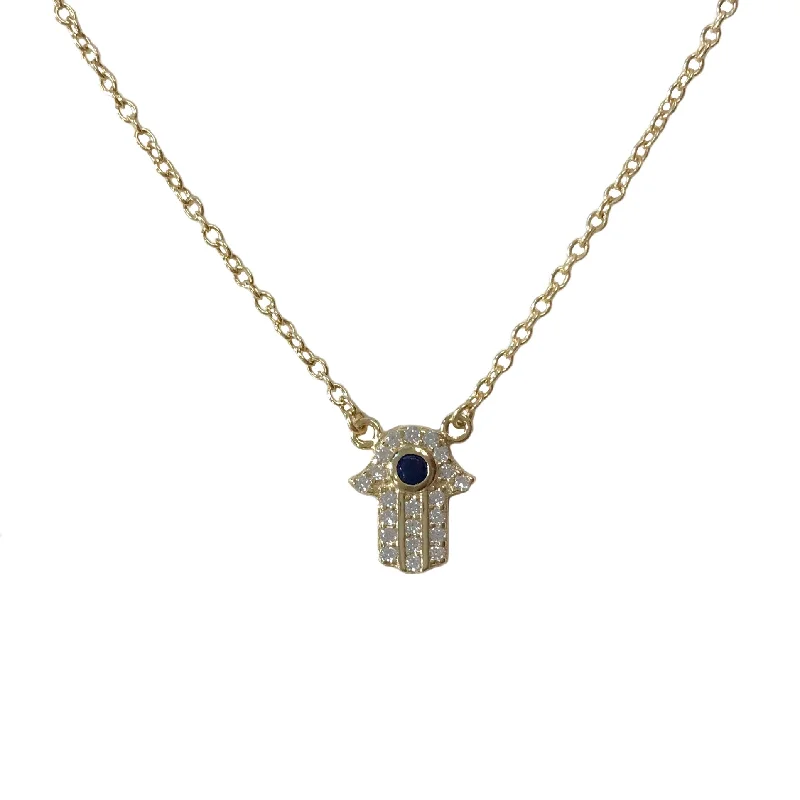 initial necklaces for women-Hamsa Pave Necklace