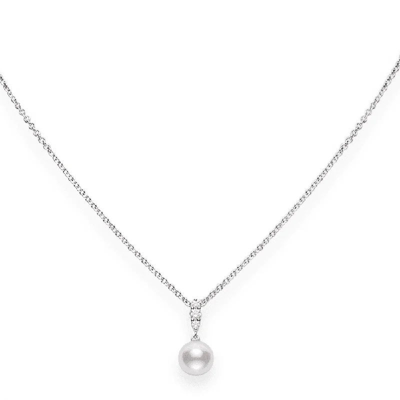 fashion necklaces for women-Morning Dew 18ct White Gold Pearl & Diamond Pendant