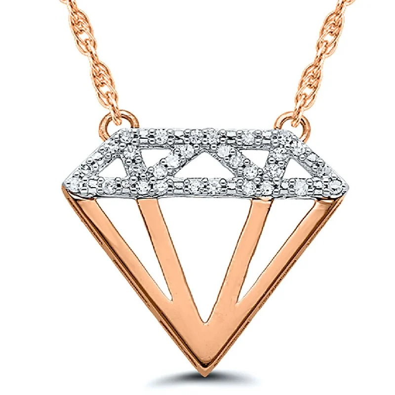 engraved necklaces for women-DIAMOND OUTLINE DESIGN DIAMOND PENDANT, .10 CT TW