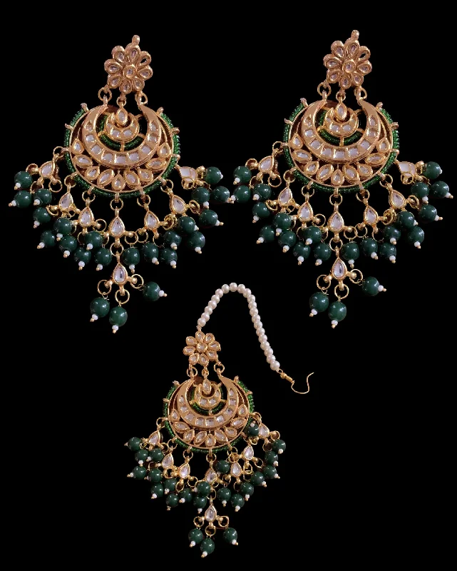 gemstone earrings for women-DJET19  Kundan earrings tika ( READY TO SHIP )