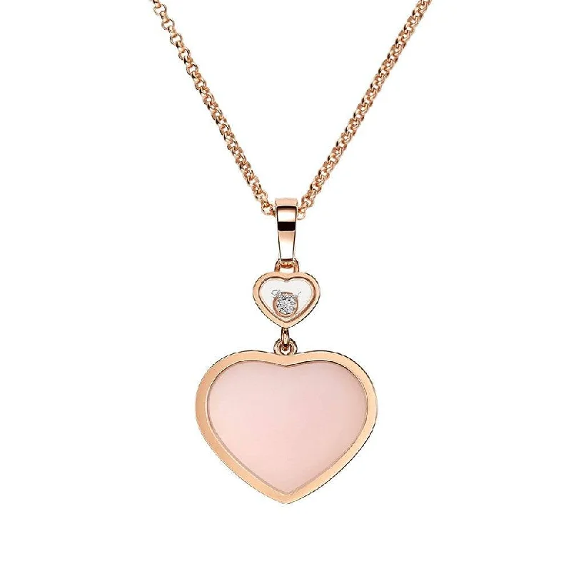 sun necklaces for women-18ct Rose Gold Happy Hearts Pink Opal & Diamond Pendant