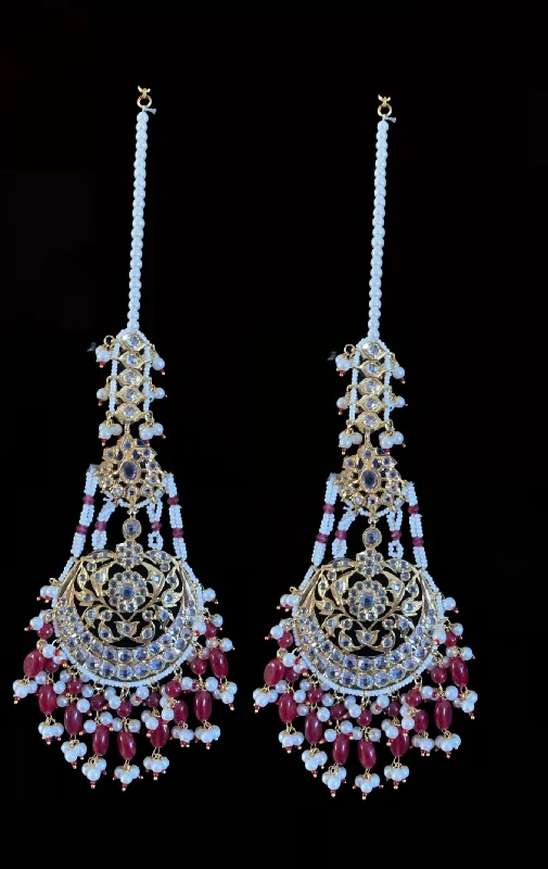 sterling hoop earrings for women-DER171  Romana ruby  statement jhoomar earrings ( READY TO SHIP )