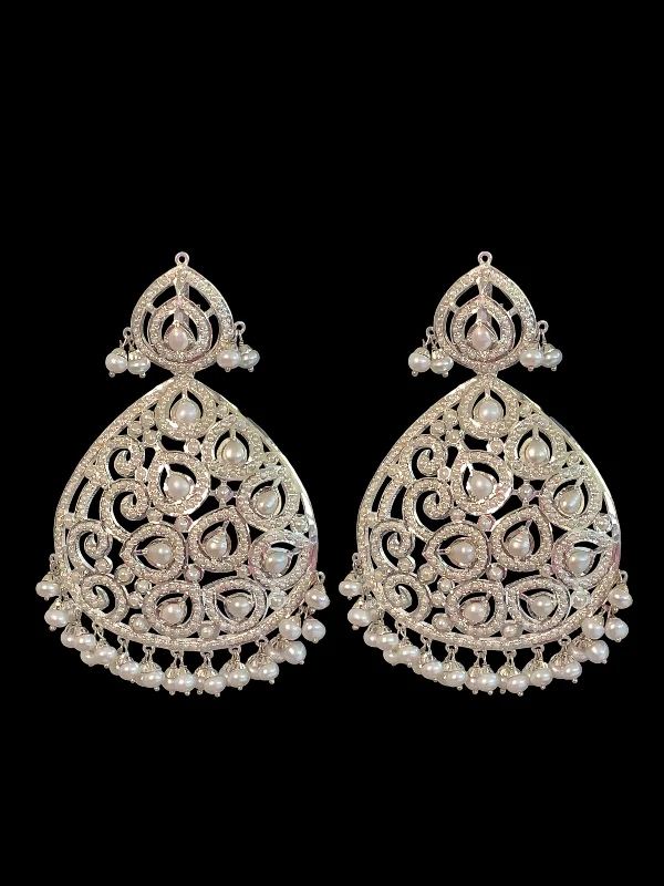 white gold earrings for women-92.5 silver statement earrings in fresh water pearls ( READY TO SHIP)