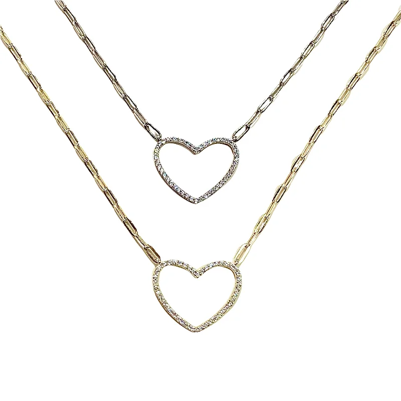 elegant diamond necklaces for women-Heart Paperclip Links Necklace