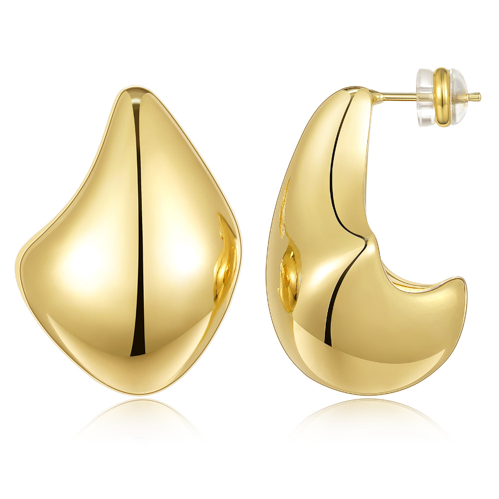 statement piece earrings for women-Gold Irregular Thick chunky Hoop Earrings