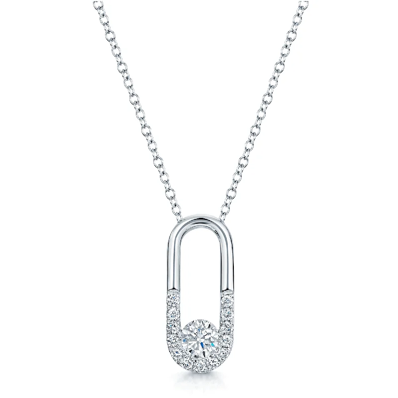 love necklaces for women-Verve Collection 18ct White Gold GIA Certificated Diamond Loop Pendant