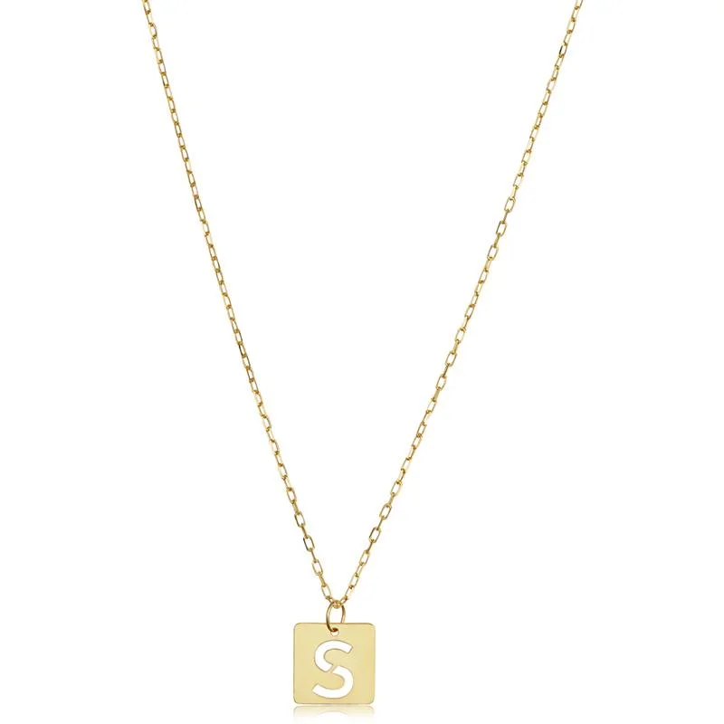 handmade necklaces for women-STAMPED INITIAL S PENDANT