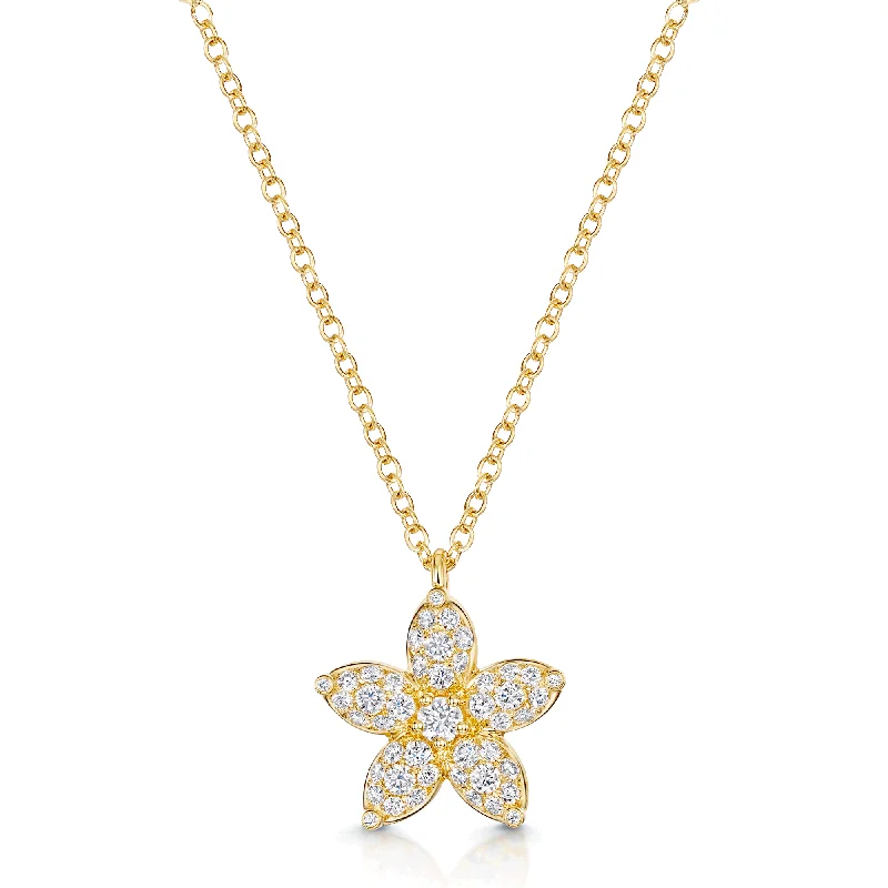 black diamond necklaces for women-18ct Yellow Gold Bloom Collection Diamond Flower Pendant