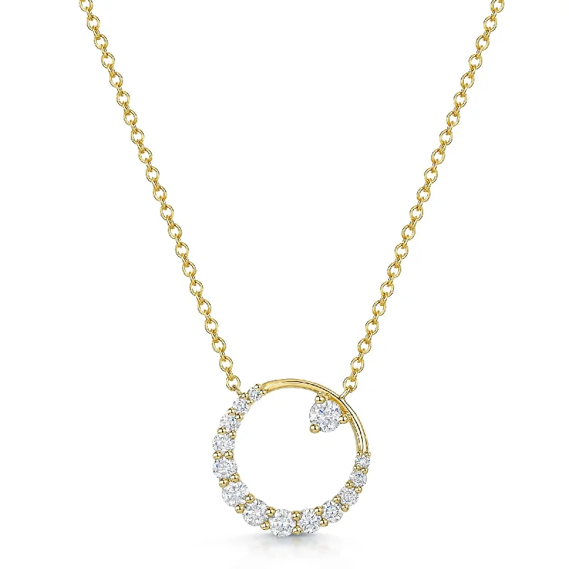 infinity love necklaces for women-18ct Yellow Gold Diamond Open Circle Pendant