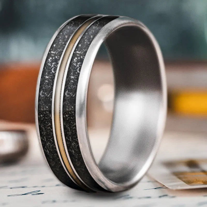 personalized rings for women-Custom Design - 3-Inlay Metal Center Ring S3bRtT0AAyY-NZigoAzBZnih