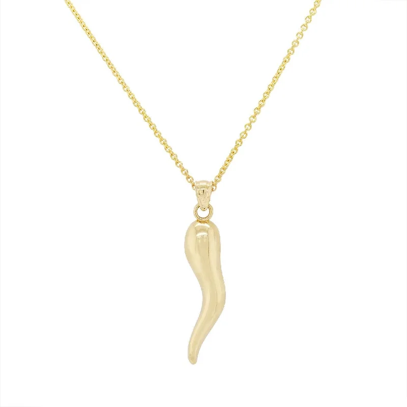 short necklaces for women-YELLOW GOLD ITALIAN HORN CHARM PENDANT