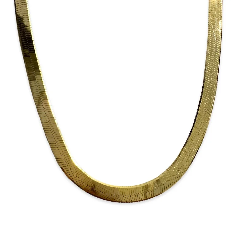 anniversary necklaces for women-Herringbone Thick Gold 18” Necklace