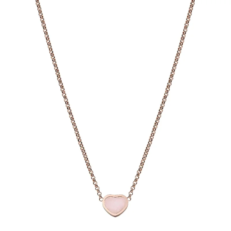 silver statement necklaces for women-18ct Rose Gold My Happy Hearts Pink Opal Pendant