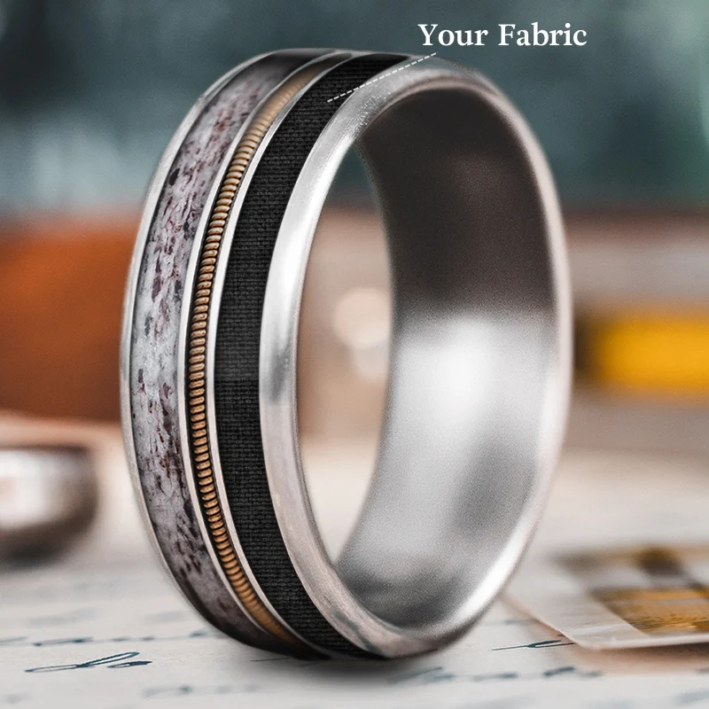 promise rings for women-Custom Design - 3-Inlay Metal Center rOyMIK-tbBEFhSwITQszejY8