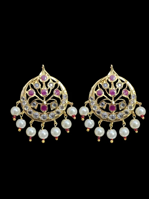 modern earrings for women-ET544 Asmee earrings in rubies (SHIPS IN 4 WEEKS )