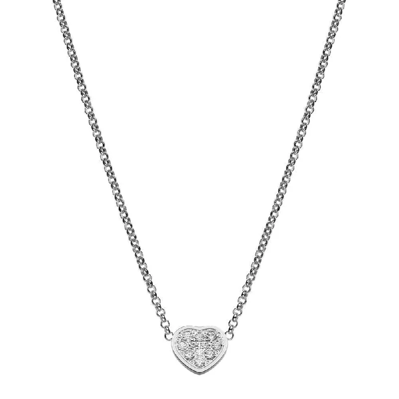 personalized bar necklaces for women-18ct White Gold My Happy Hearts Pave Set Diamond Pendant