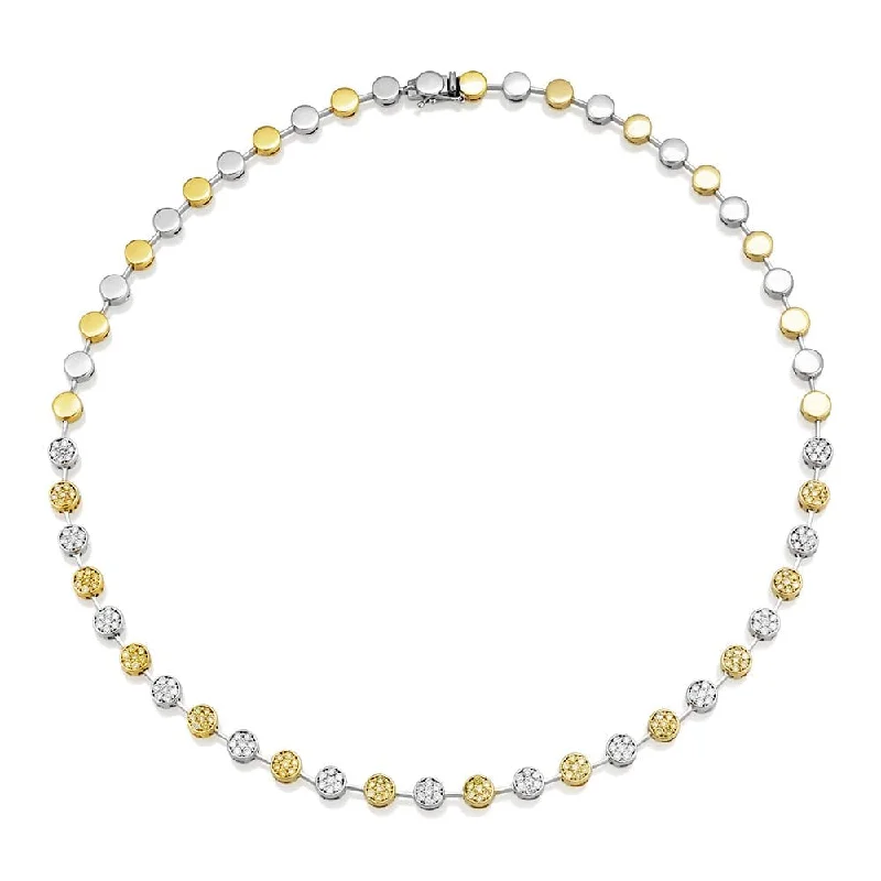 gemstone encrusted necklaces for women-18ct Yellow & White Gold Necklet Set With Yellow & White Diamonds