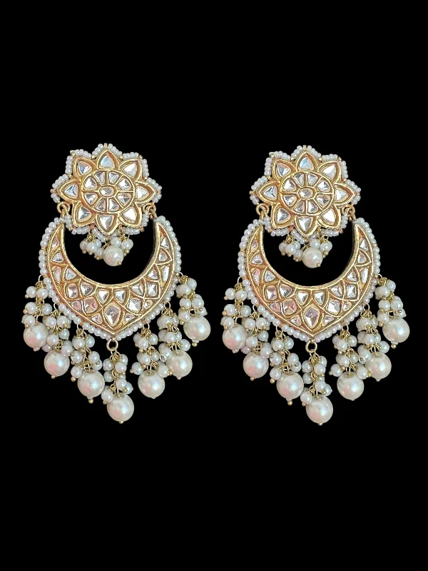 silver and gold earrings for women-DER725  Deepa dangler earrings in kundan   (READY TO SHIP )