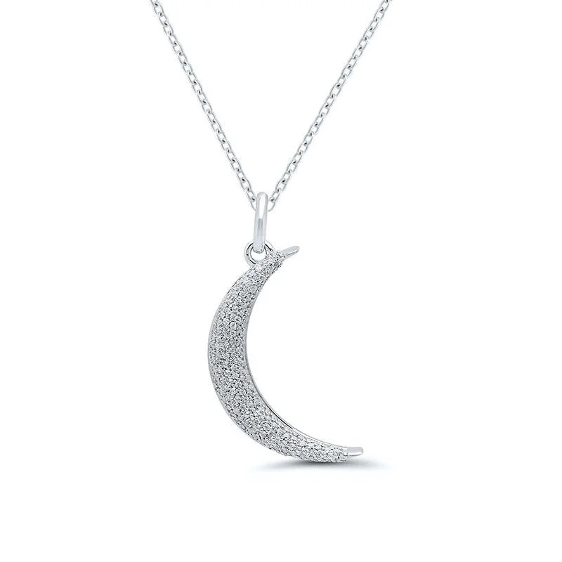 elegant necklaces for women-MYSTICAL CRESCENT MOON DIAMOND PENDANT