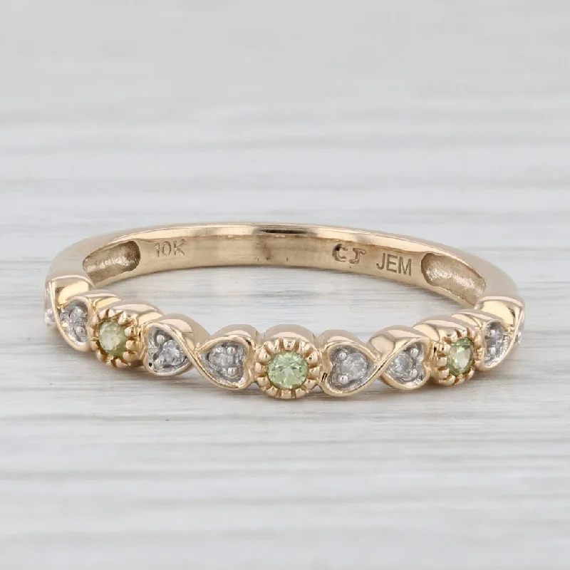 rose gold engagement rings for women-New Peridot Diamond Stackable Ring 10k Yellow Gold Size 7 Band