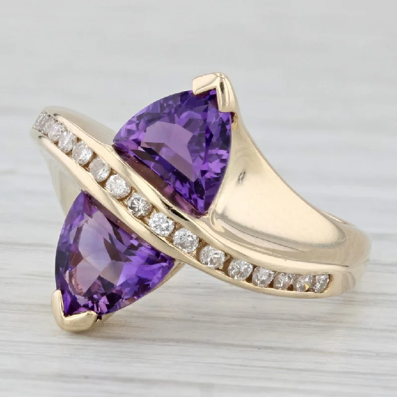 oval engagement rings for women-2.25ctw Amethyst Diamond Overlay Ring 14k Yellow Gold Size 7.5