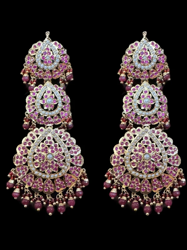 round diamond earrings for women-DER504 Mya  gold plated earrings - ruby ( READY TO SHIP )