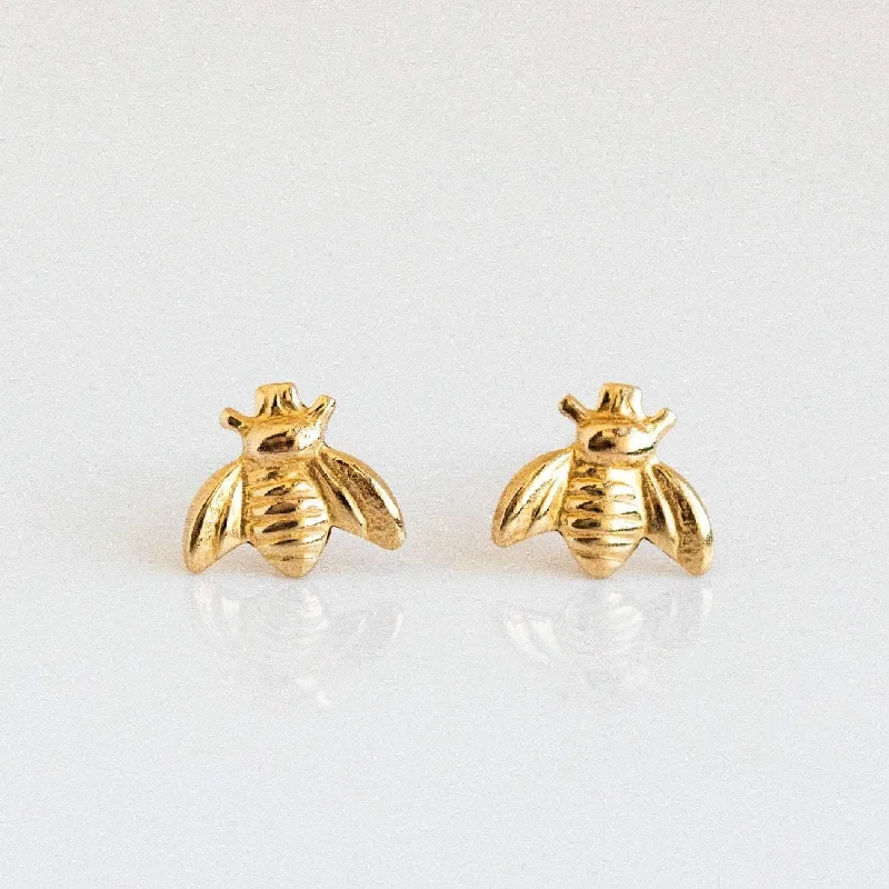 clip-on diamond earrings for women-Golden Bee Earrings