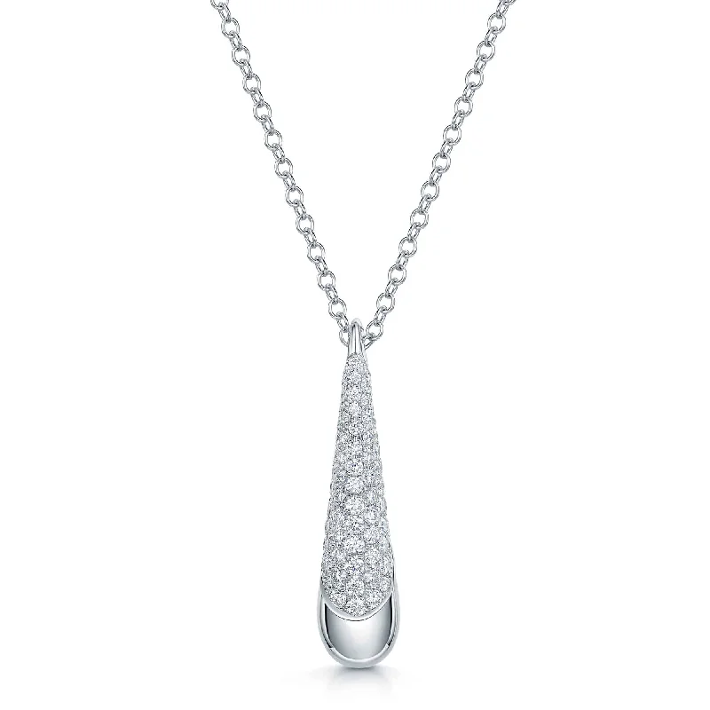 dainty gold necklaces for women-Ember Collection 18ct White Gold Diamond Pave Set Drop Pendant