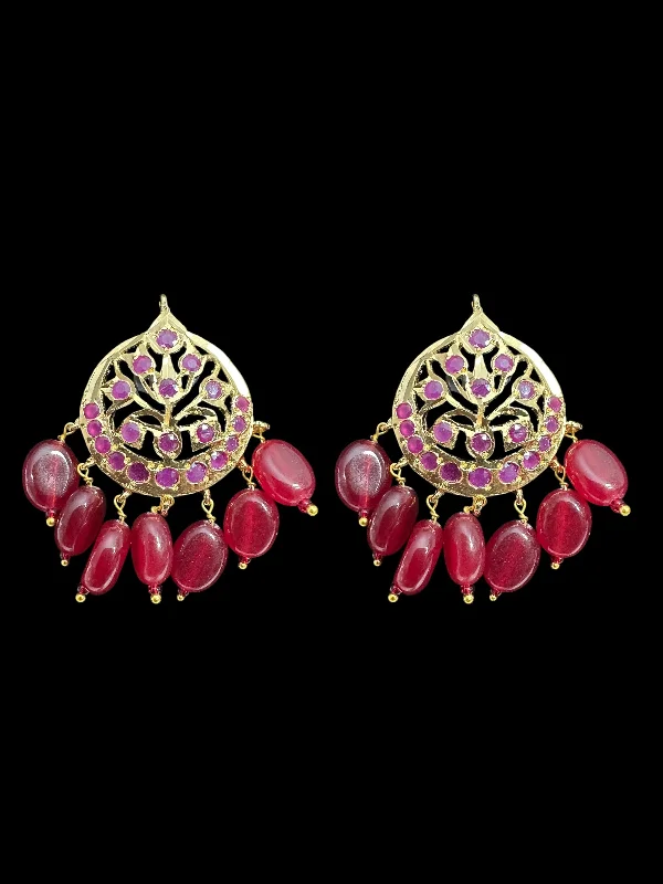 statement piece earrings for women-ET539 Asmee earrings in rubies (READY TO SHIP )