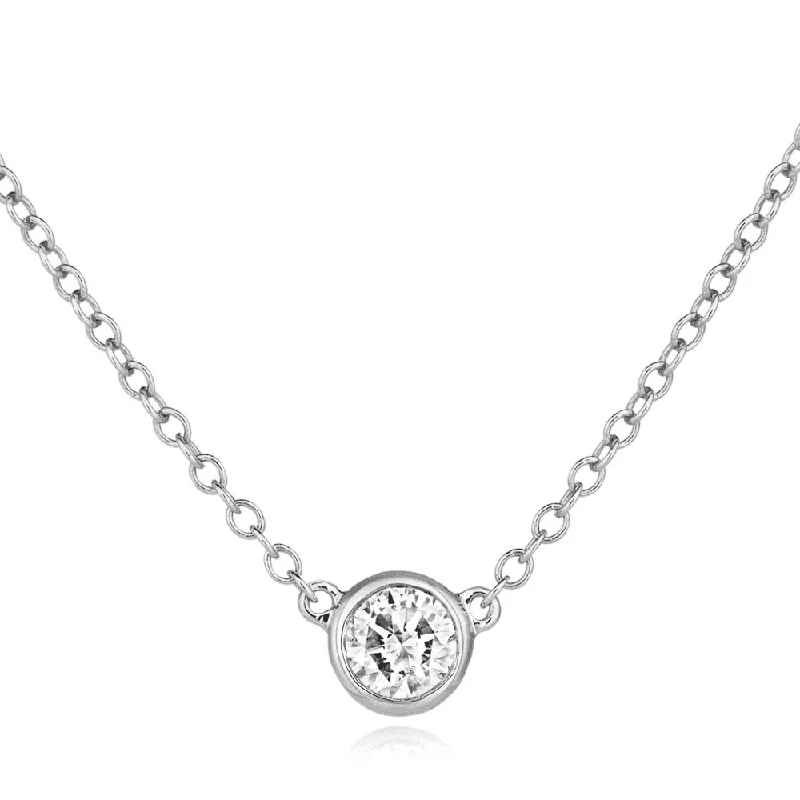 diamond pendant necklaces for women-18ct White Gold Solitaire Diamond Pendant