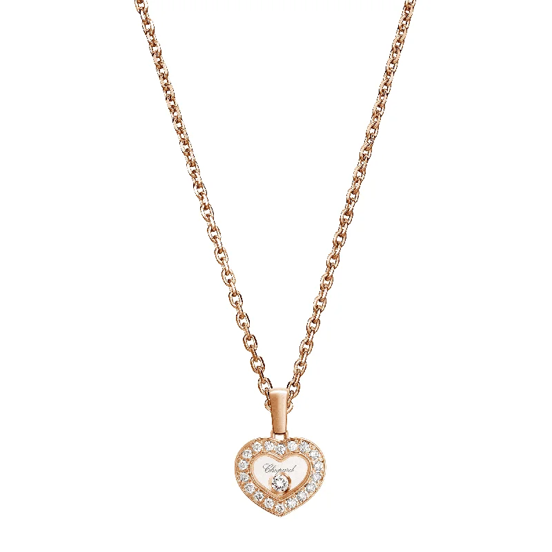 rose gold pendant necklaces for women-Happy Diamonds Icons 18ct Rose Gold Diamond Heart Pendant