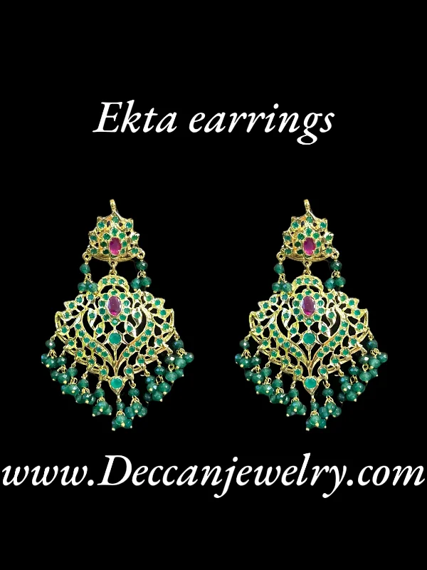 butterfly earrings for women-DER391 Ekta ruby emerald earrings ( READY TO SHIP )