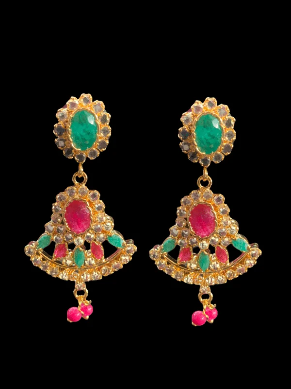 round earrings for women-DER318 Ruby emerald earrings ( READY TO SHIP )