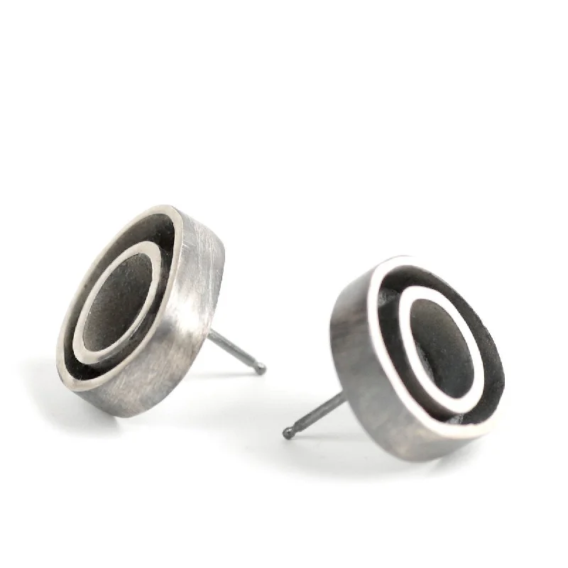 modern earrings for women-Crop Circle Earrings in Sterling Silver