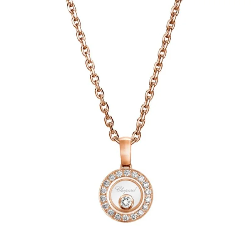 statement gemstone necklaces for women-Happy Diamonds Icons 18ct Rose Gold Small Round Pendant