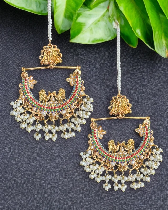 round diamond earrings for women-DER730 Gold plated Bali style earrings in multicolor ( READY TO SHIP )