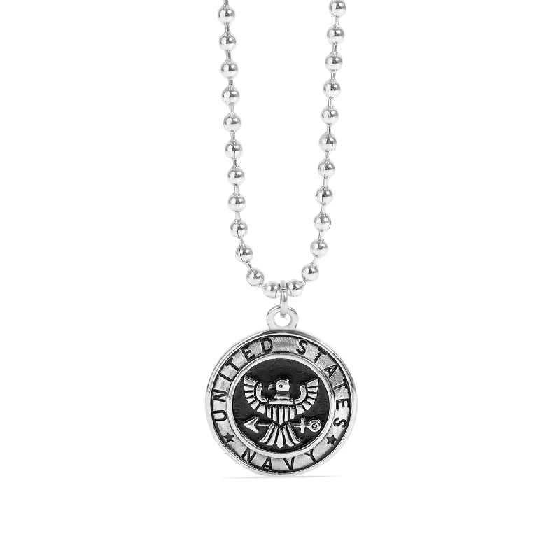 art deco necklaces for women-United States Army Stainless Steel Polished Pendant with Ball Chain / CHJ4072