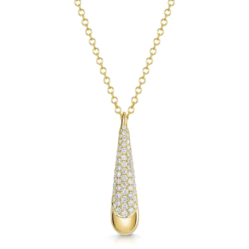 adjustable necklaces for women-Ember Collection 18ct Yellow Gold Diamond Pave Set Drop Pendant