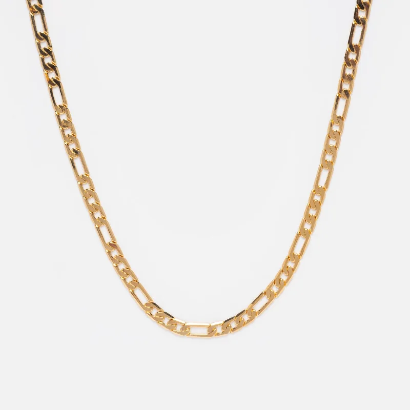 short chain necklaces for women-Thick Gold Figaro Chain