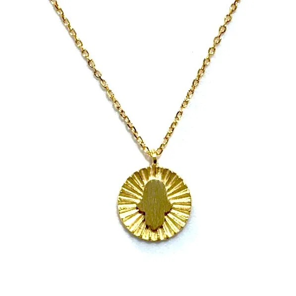 religious necklaces for women-Hamsa Brass Necklace