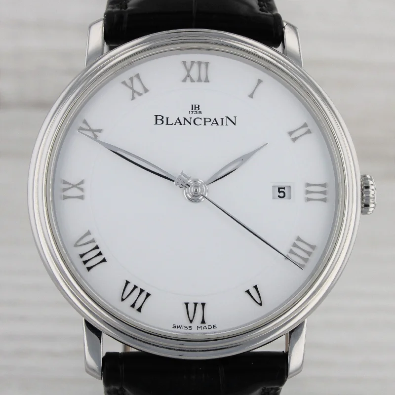 alternative engagement rings for women-Blancpain Villeret Mens 40mm Steel Automatic Dress Watch Original Strap c.1151